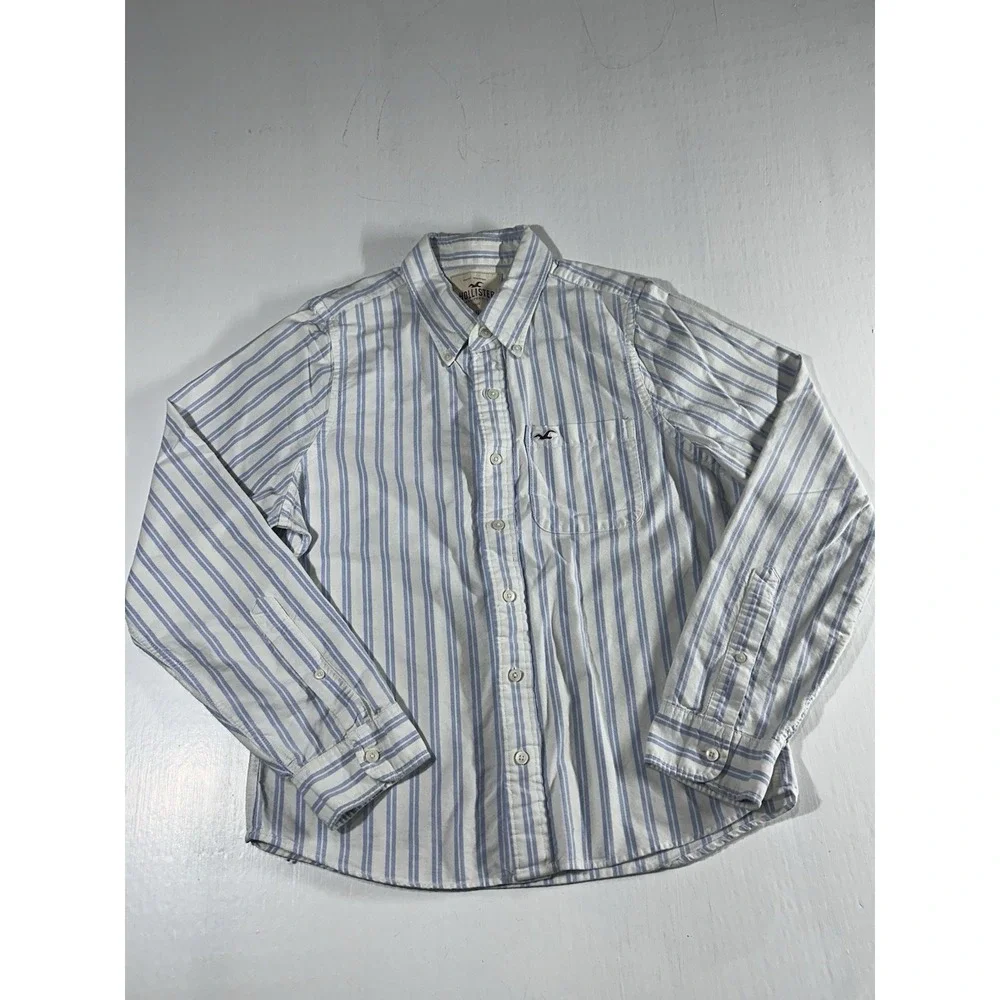 Hollister California Y2K Button Up Long Sleeve Collared Striped Shirt Mens SZ XL - Picture 1 of 7